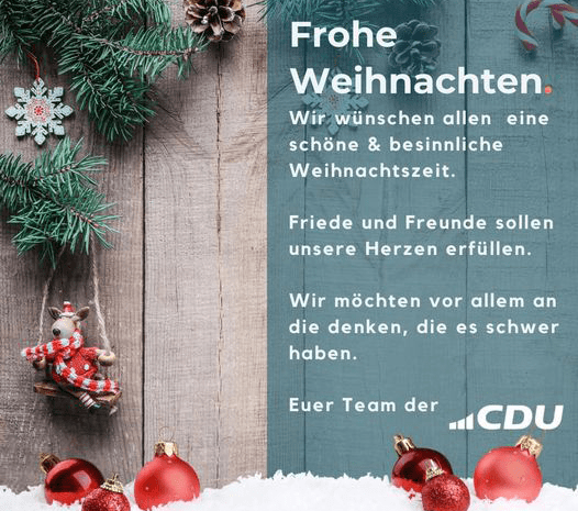 Weihnachtsgrüße vom CDU Ortsverband Reitscheid: Frieden und Freude für alle