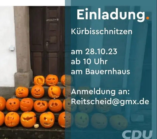 Kreatives Kürbisschnitzen: Einladung des CDU Ortsverbands Reitscheid
